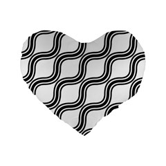 Diagonal-black White Standard 16  Premium Flano Heart Shape Cushions by nateshop