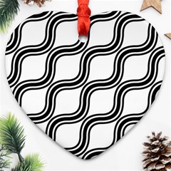 Diagonal-black White Ornament (heart) by nateshop