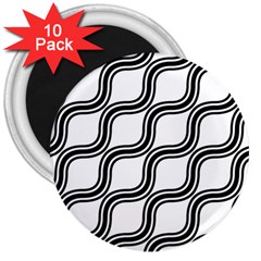 Diagonal-black White 3  Magnets (10 Pack)  by nateshop