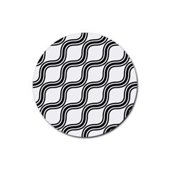 Diagonal-black White Rubber Round Coaster (4 Pack) by nateshop