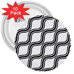 Diagonal-black White 3  Buttons (10 Pack) 