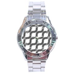 Diagonal-black White Stainless Steel Analogue Watch by nateshop