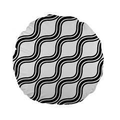 Diagonal-black White Standard 15  Premium Round Cushions by nateshop