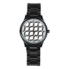 Diagonal-black White Stainless Steel Round Watch by nateshop