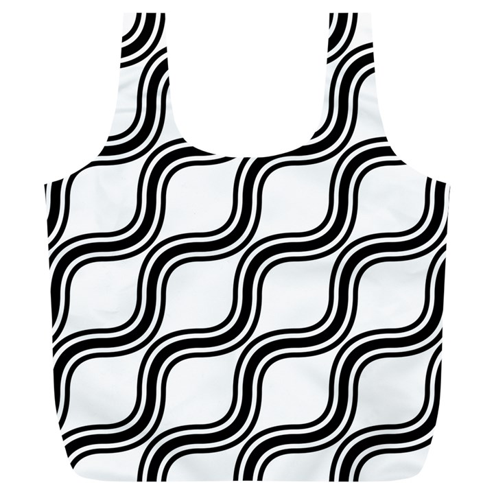 Diagonal-black White Full Print Recycle Bag (XL)