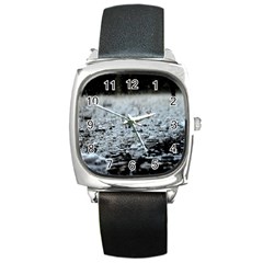  Rain Drops Water Liquid  Square Metal Watch by artworkshop