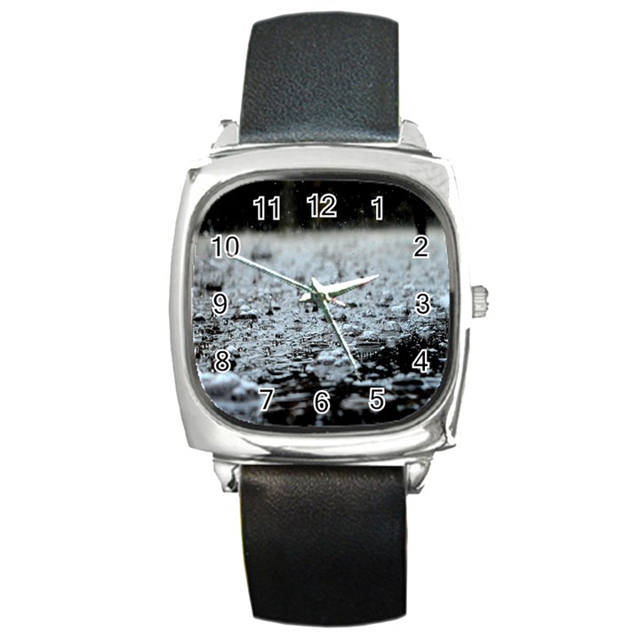  Rain Drops Water Liquid  Square Metal Watch