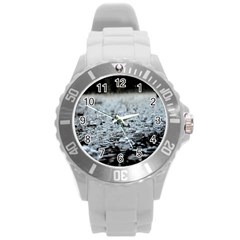  Rain Drops Water Liquid  Round Plastic Sport Watch (l) by artworkshop