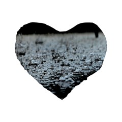  Rain Drops Water Liquid  Standard 16  Premium Flano Heart Shape Cushions by artworkshop