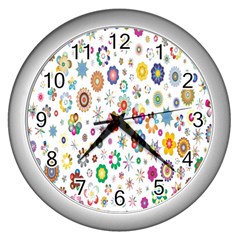  Background Chromatic Colorful Wall Clock (silver) by artworkshop