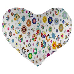  Background Chromatic Colorful Large 19  Premium Heart Shape Cushions by artworkshop