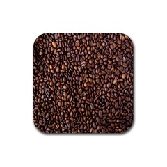 Coffee Beans Food Texture Rubber Coaster (square) by artworkshop