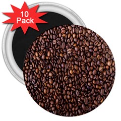 Coffee Beans Food Texture 3  Magnets (10 Pack)  by artworkshop