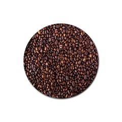 Coffee Beans Food Texture Rubber Coaster (round) by artworkshop