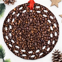 Coffee Beans Food Texture Round Filigree Ornament (two Sides) by artworkshop