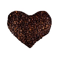 Coffee Beans Food Texture Standard 16  Premium Flano Heart Shape Cushions by artworkshop