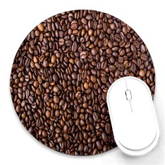 Coffee Beans Food Texture Round Mousepads by artworkshop