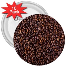 Coffee Beans Food Texture 3  Buttons (10 Pack)  by artworkshop