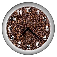 Coffee Beans Food Texture Wall Clock (silver)