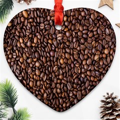 Coffee Beans Food Texture Heart Ornament (two Sides) by artworkshop