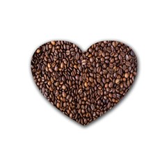 Coffee Beans Food Texture Rubber Heart Coaster (4 Pack) by artworkshop