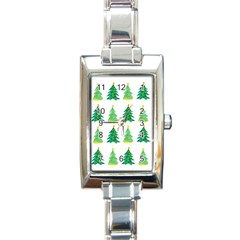 Christmas Trees Watercolor Decoration Rectangle Italian Charm Watch by artworkshop