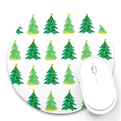 Christmas Trees Watercolor Decoration Round Mousepads