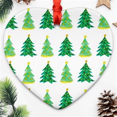 Christmas Trees Watercolor Decoration Ornament (Heart)