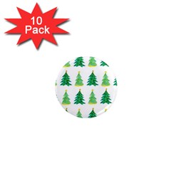 Christmas Trees Watercolor Decoration 1  Mini Magnet (10 pack) 