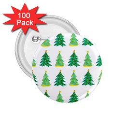 Christmas Trees Watercolor Decoration 2.25  Buttons (100 pack) 