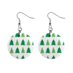 Christmas Trees Watercolor Decoration Mini Button Earrings by artworkshop