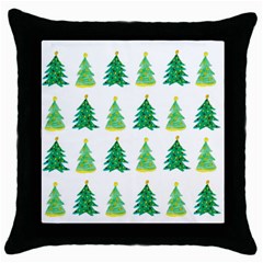 Christmas Trees Watercolor Decoration Throw Pillow Case (Black)