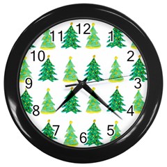 Christmas Trees Watercolor Decoration Wall Clock (Black)