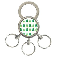 Christmas Trees Watercolor Decoration 3-Ring Key Chain