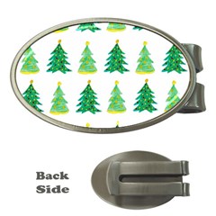 Christmas Trees Watercolor Decoration Money Clips (Oval) 