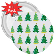 Christmas Trees Watercolor Decoration 3  Buttons (100 Pack)  by artworkshop