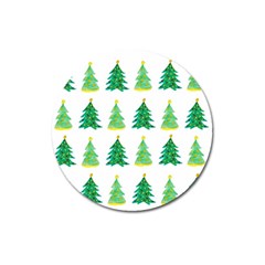 Christmas Trees Watercolor Decoration Magnet 3  (Round)