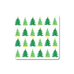 Christmas Trees Watercolor Decoration Square Magnet