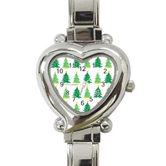 Christmas Trees Watercolor Decoration Heart Italian Charm Watch