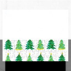 Christmas Trees Watercolor Decoration Rectangular Jigsaw Puzzl