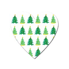 Christmas Trees Watercolor Decoration Heart Magnet by artworkshop