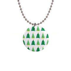 Christmas Trees Watercolor Decoration 1  Button Necklace