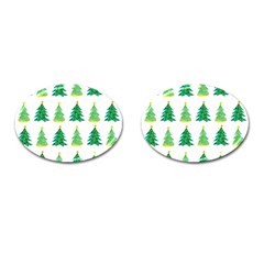 Christmas Trees Watercolor Decoration Cufflinks (oval) by artworkshop