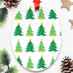 Christmas Trees Watercolor Decoration Oval Ornament (Two Sides)