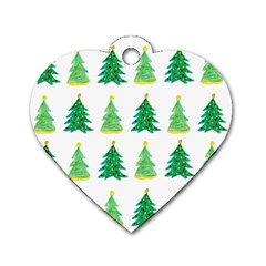 Christmas Trees Watercolor Decoration Dog Tag Heart (Two Sides)