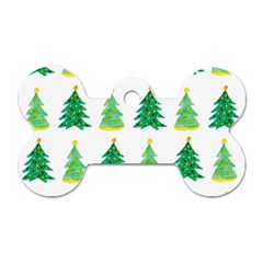 Christmas Trees Watercolor Decoration Dog Tag Bone (one Side) by artworkshop