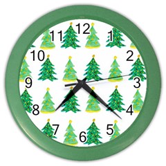 Christmas Trees Watercolor Decoration Color Wall Clock