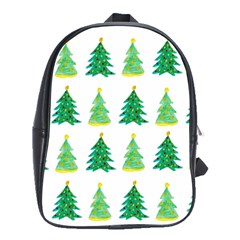 Christmas Trees Watercolor Decoration School Bag (Large)