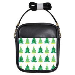 Christmas Trees Watercolor Decoration Girls Sling Bag