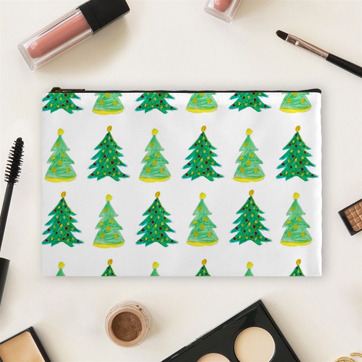 Christmas Trees Watercolor Decoration Cosmetic Bag (Large)